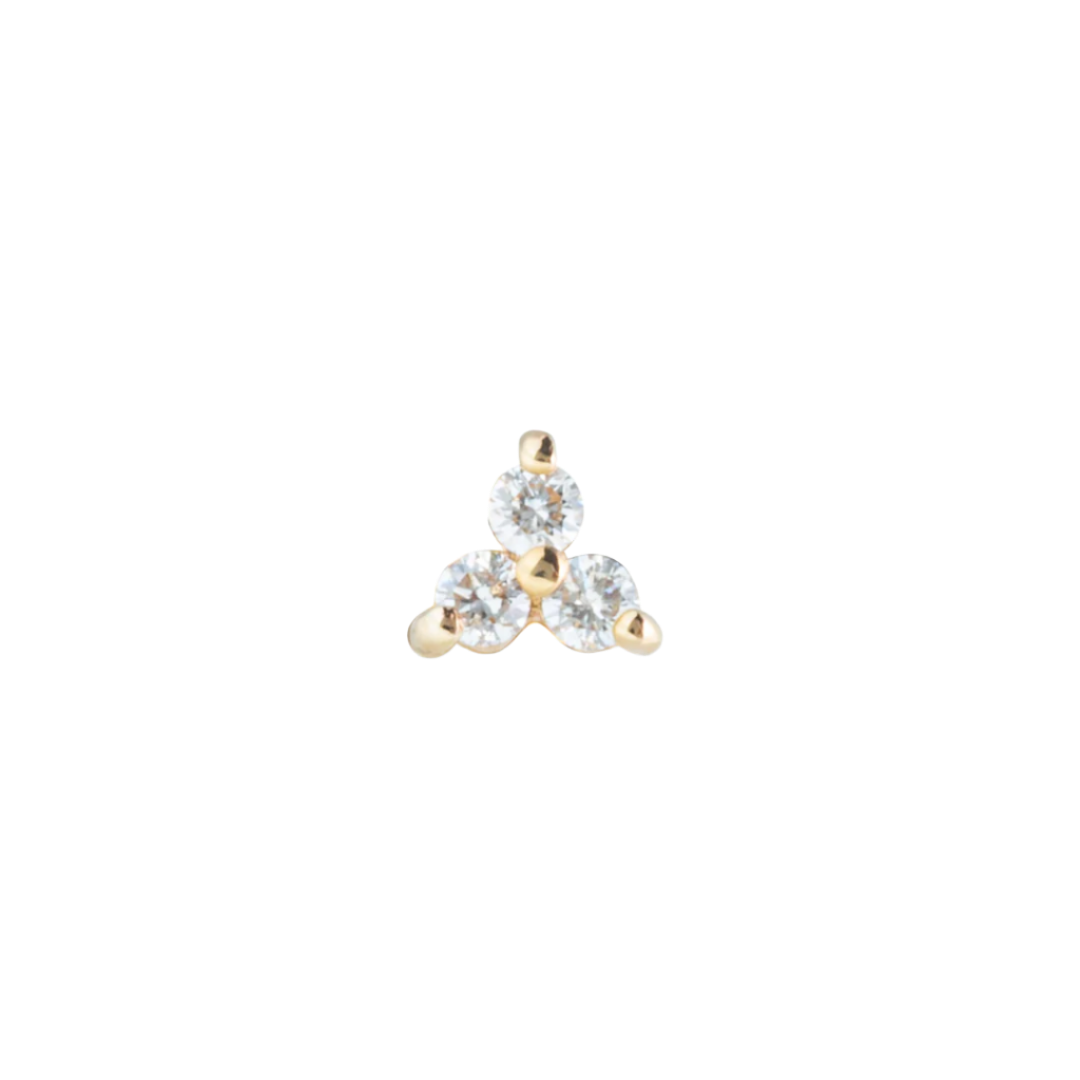 SAPPHIRE TRILOGY STUD FLAT BACK EYRNALOKKUR
